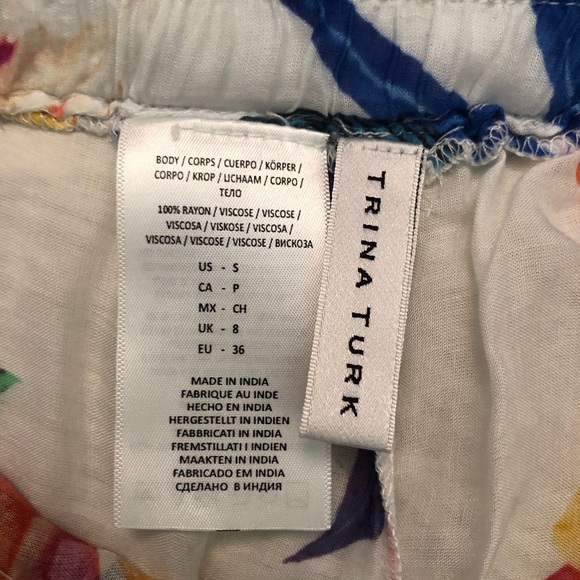 Trina Turk Treasure Cove Floral Tropical Printed Sheer Split-Leg Beach Pants S - Picture 8 of 15